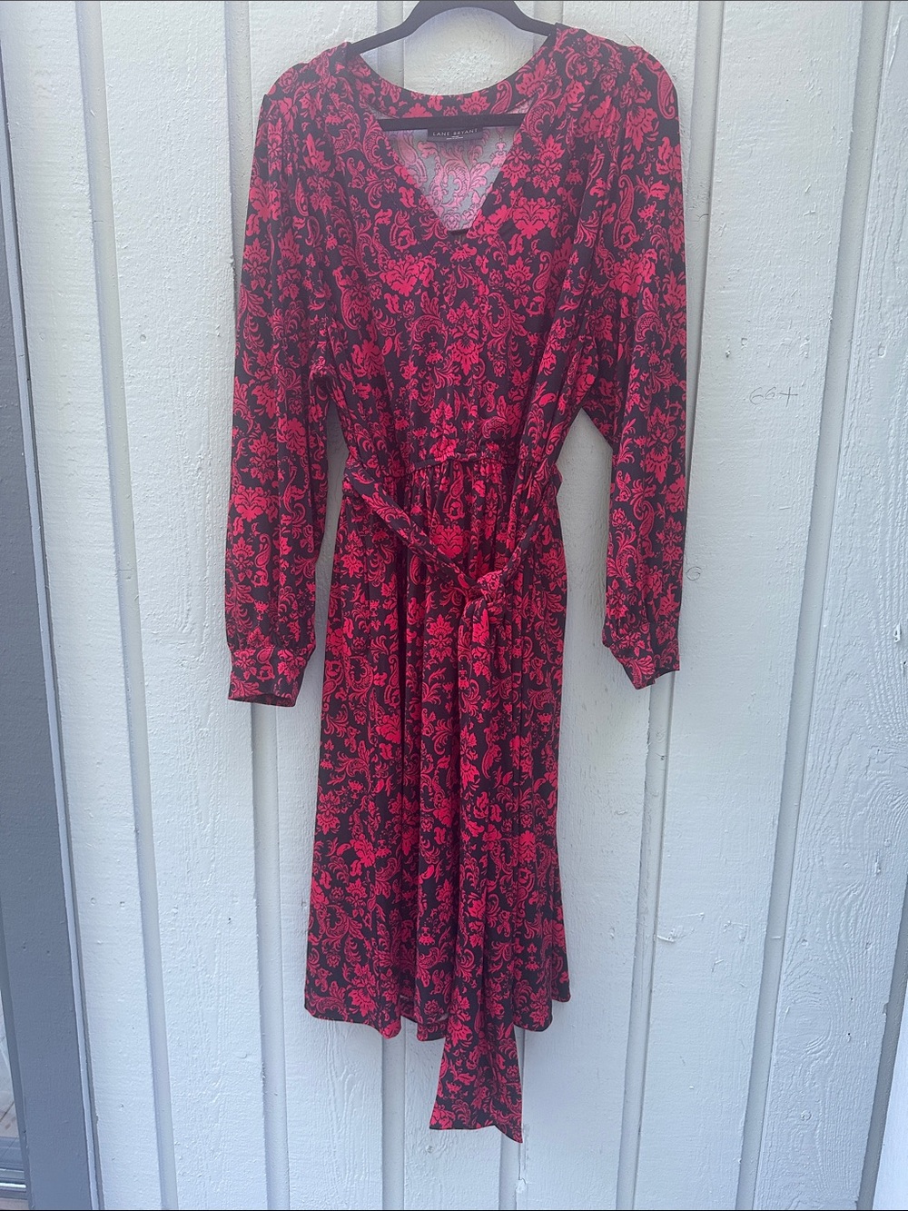 Red Floral Dress with Belt